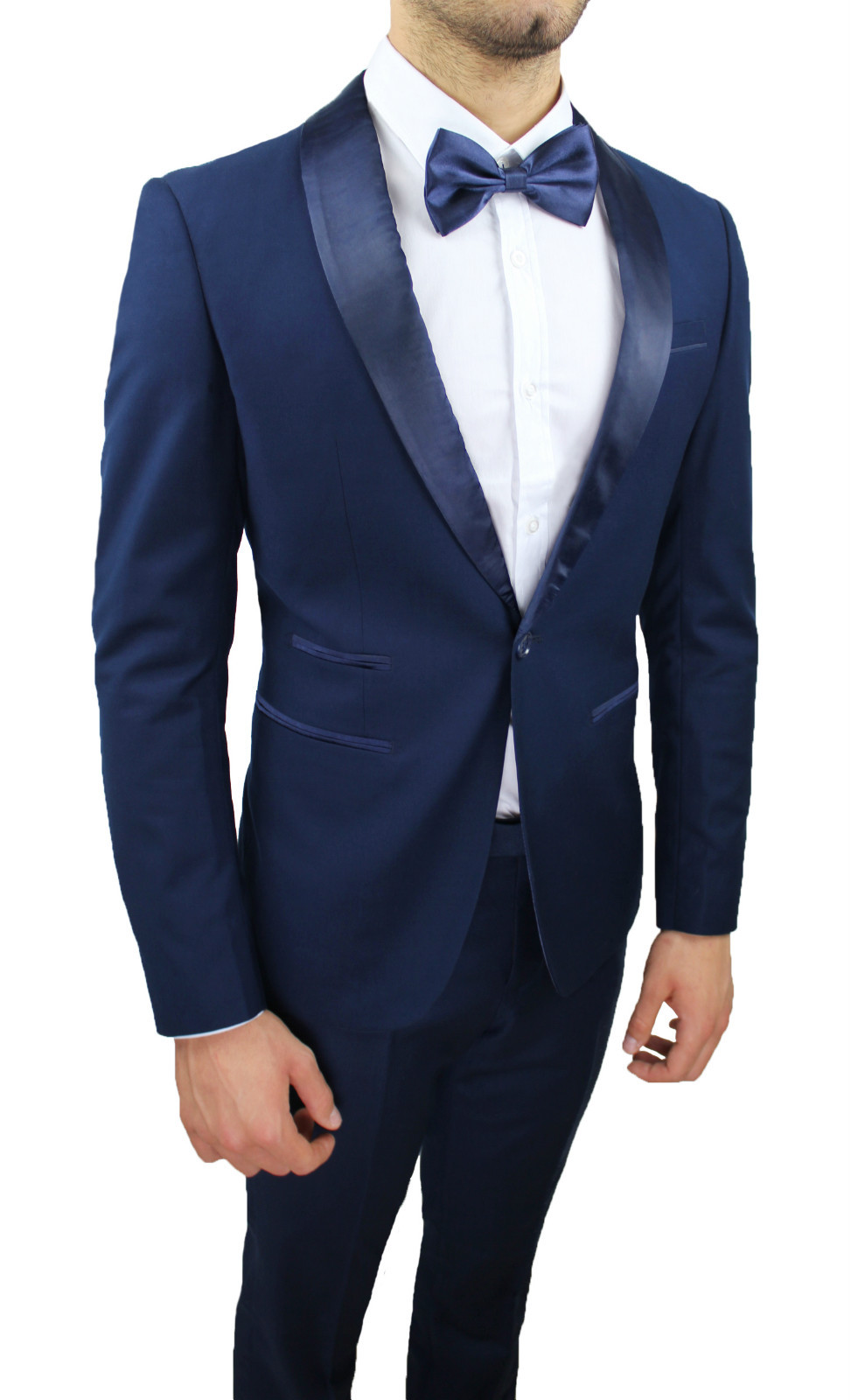 ABITO UOMO DIAMOND RASO BLU SARTORIALE COMPLETO VESTITO NUOVO ELEGANTE  CERIMONIA